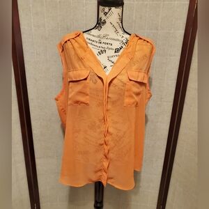 Orange Sleeveless Blouse